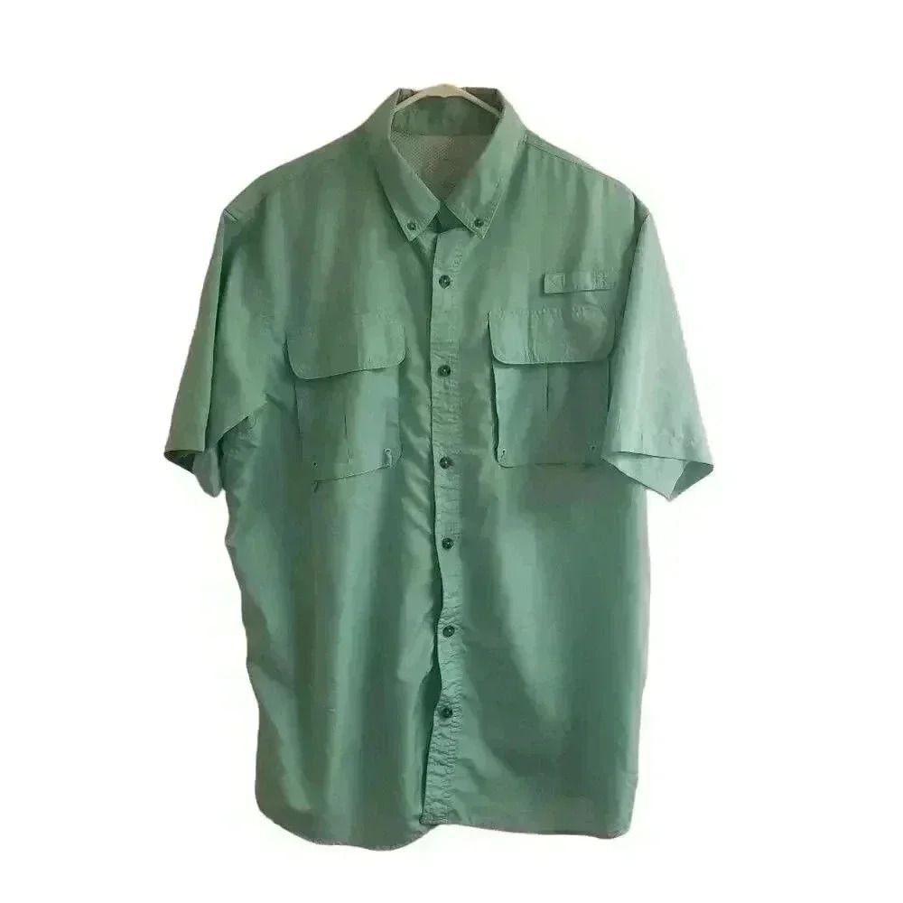 Men's Mint Green Nylon Outdoor Vented Short Sleeve Shirt